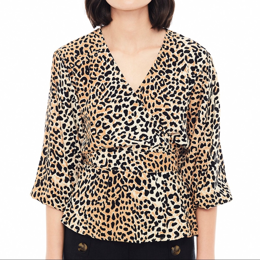 Faithfull The Brand Animal Print Wrap Blouse